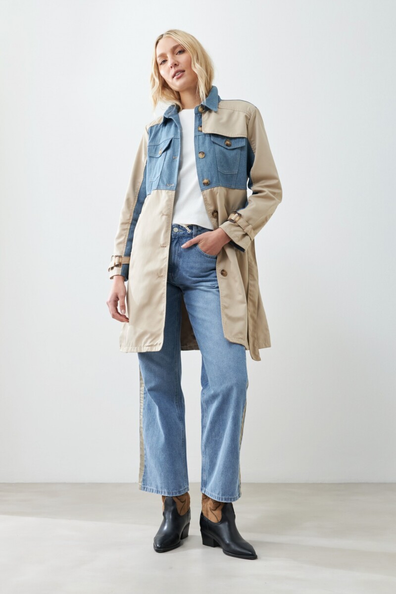 Trench bicolor - jean medio 