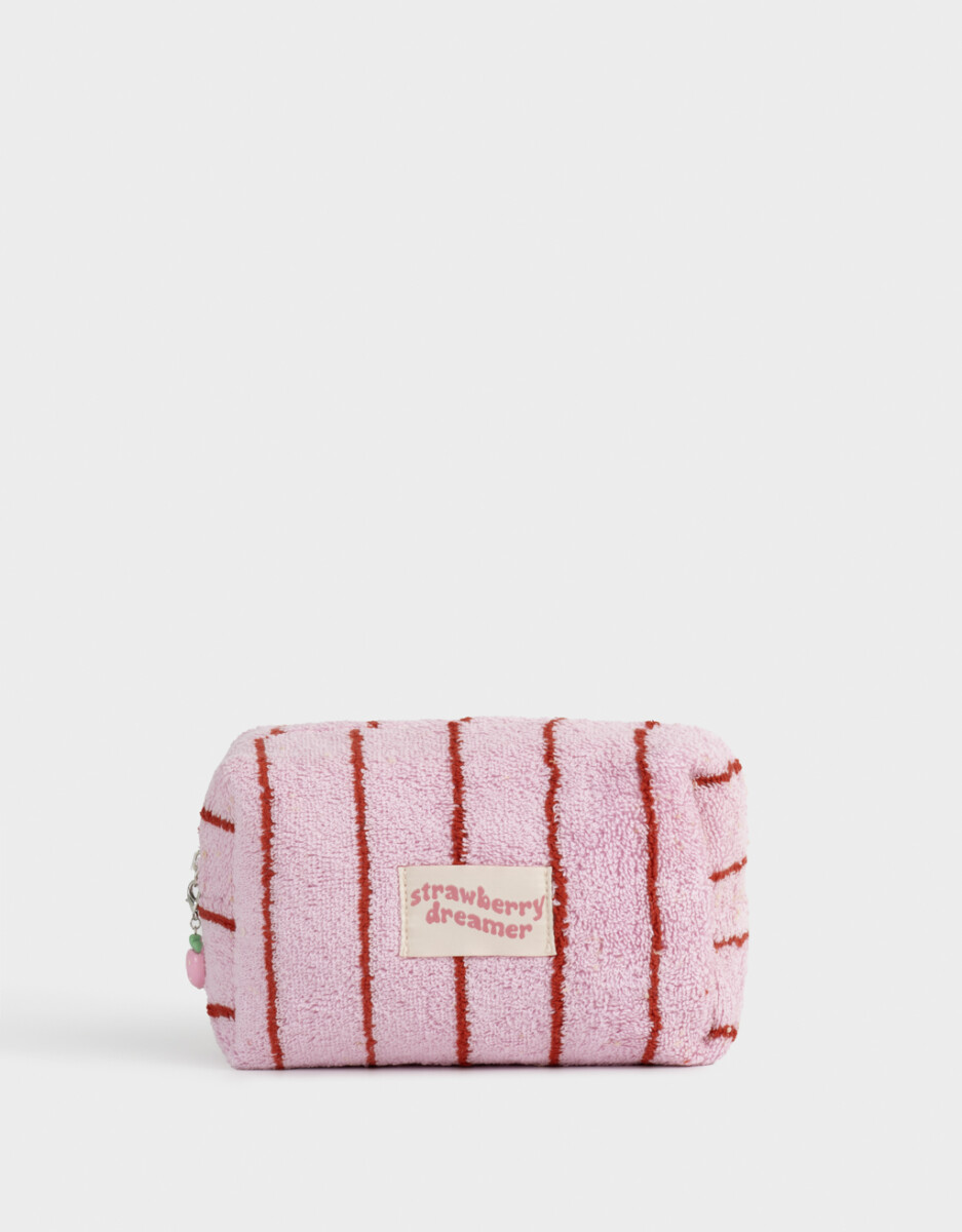 Porta Skincare Rayado Con Charm De Frutilla Strawberry Dreamer 