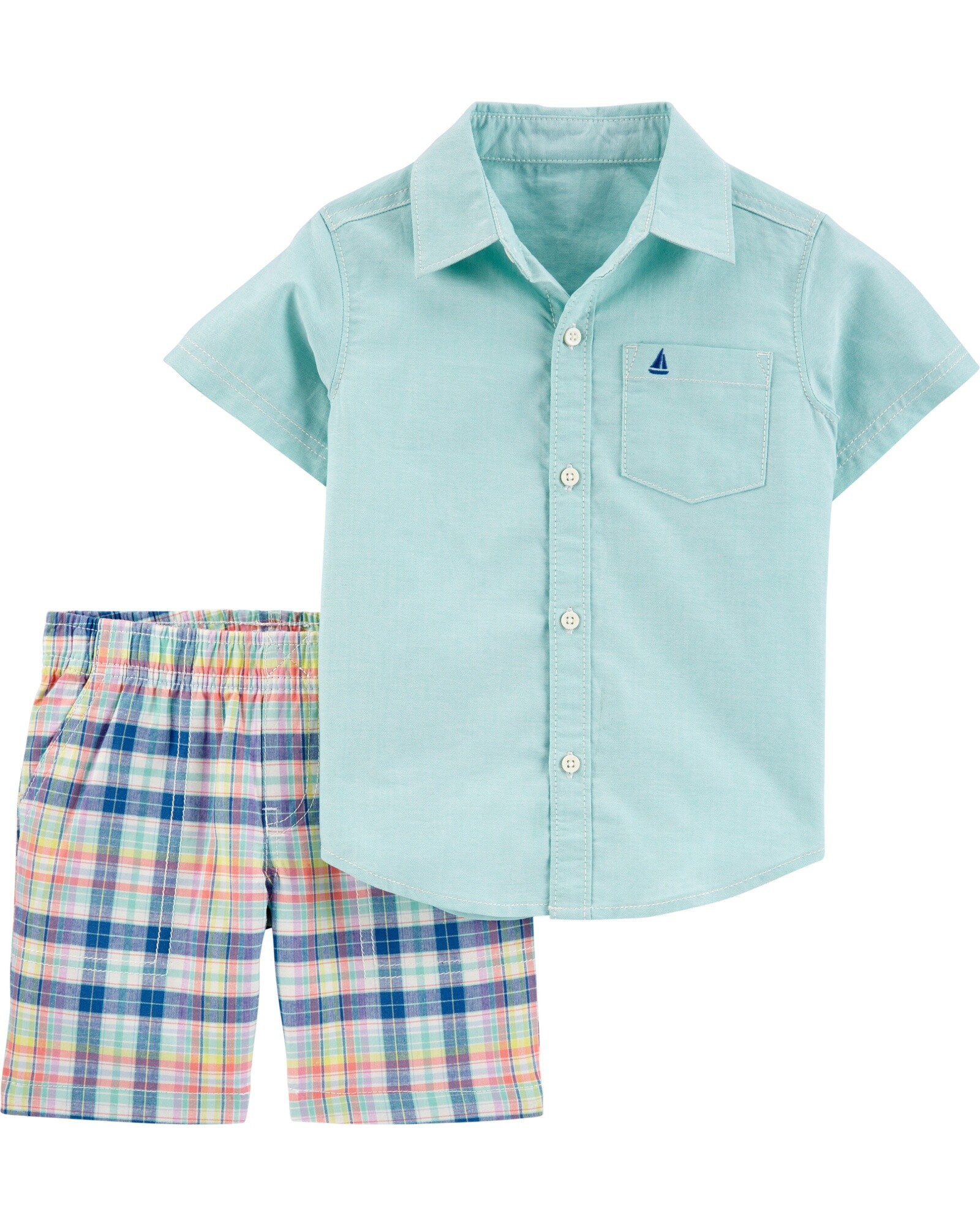 Set dos piezas short con bolsillos y camisa manga corta 0
