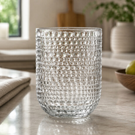 Vaso de vidrio con relieve Sc