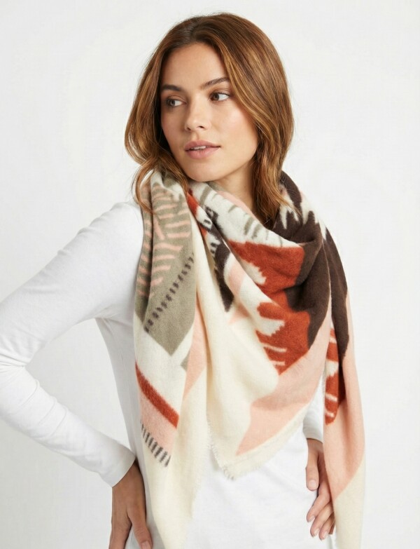 Pashmina Geometrica MULTI/OLIVA