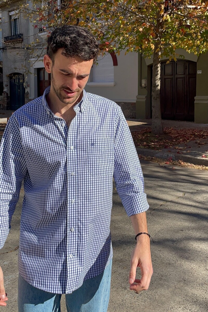 Camisa Escocesa Brixton Azul - Blanco