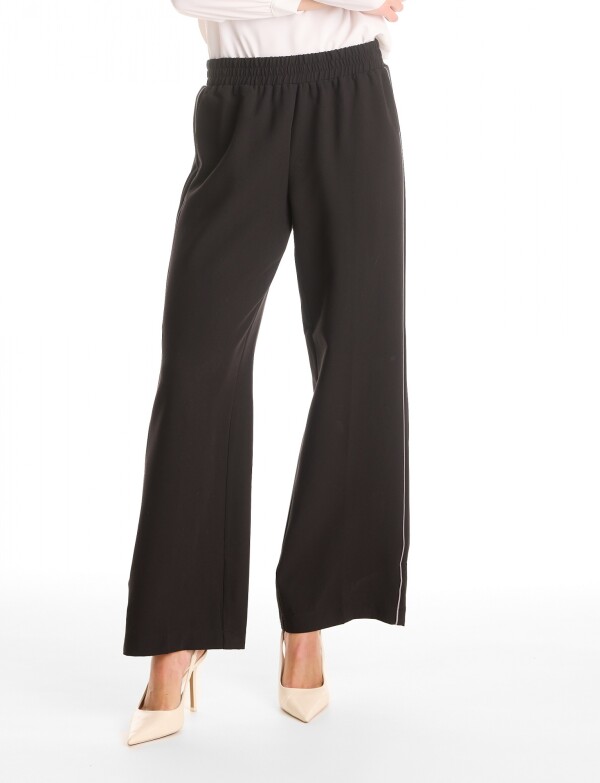 Pantalon Wide Leg Con Franjas Deportivas NEGRO