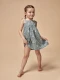 Vestido Talle Alto Con Estampado De Flor Azul Pato