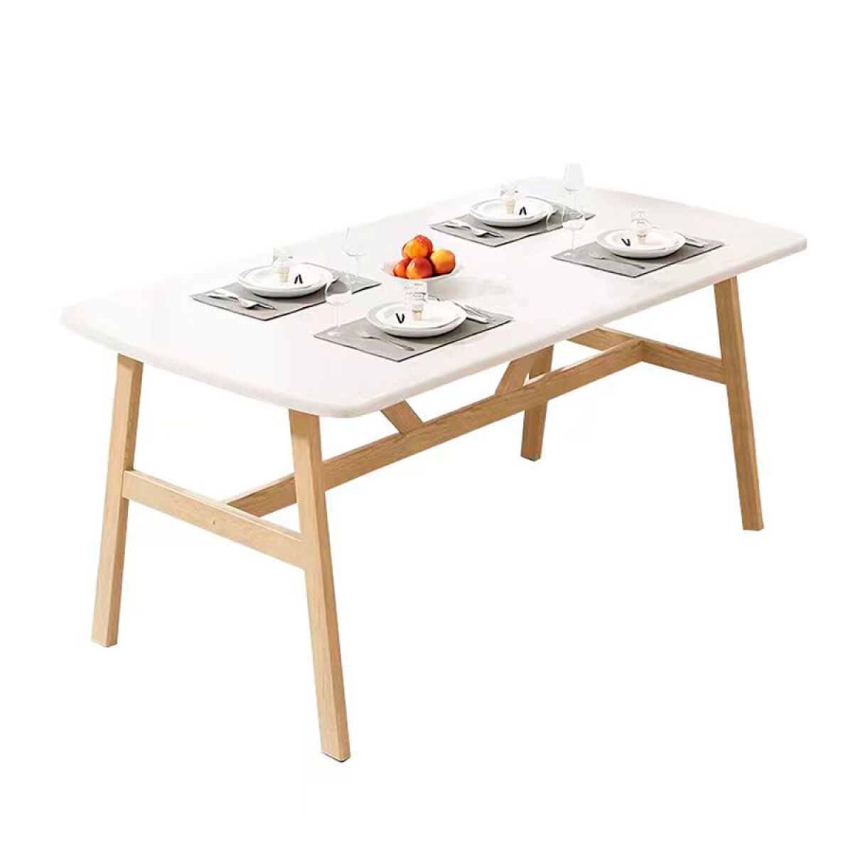 Mesa 120 x 80 cm Blanca / Natural 4 Patas Mövi 