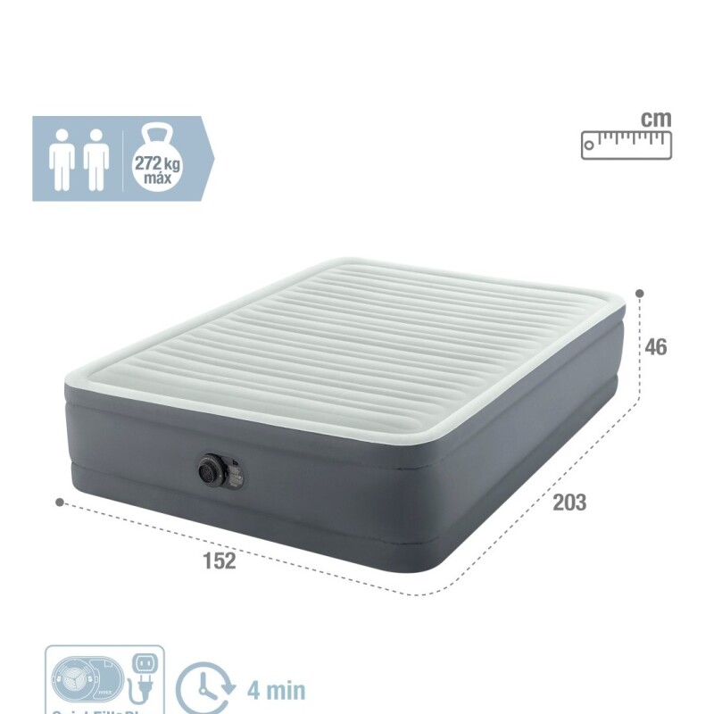 INTEX CAMA DE AIRE PREM-AIRE® FIBER TECH DOBLE BASE 2 PLAZAS Intex Cama De Aire Prem-aire® Fiber Tech Doble Base 2 Plazas