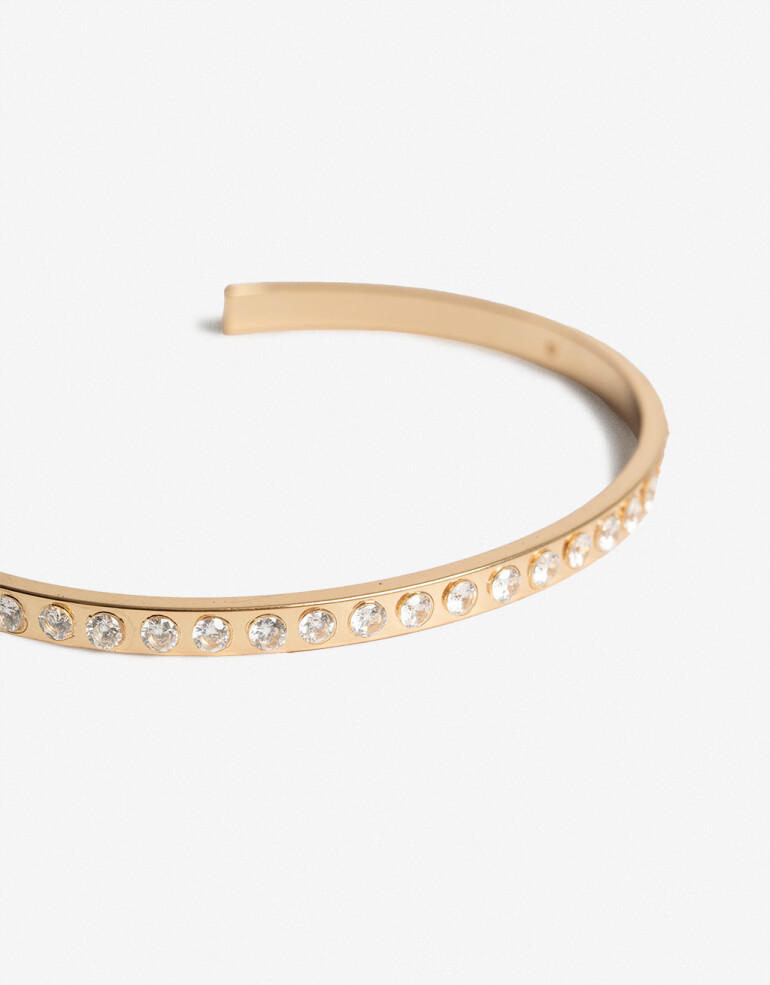 Pulseras Rígidas Strass Pulsera Rígida Con Cubic - Dorado