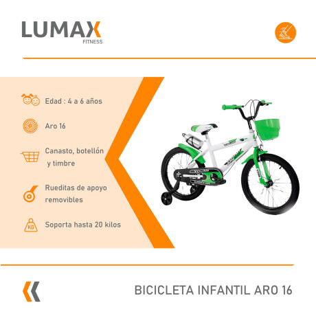 Bicicleta Urbana Infantil Rodada 16 Con Rueditas y canasto Verde