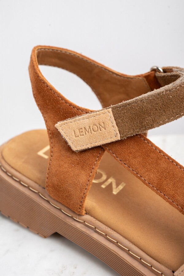 Sandalia Combinada Gamuza Mocha