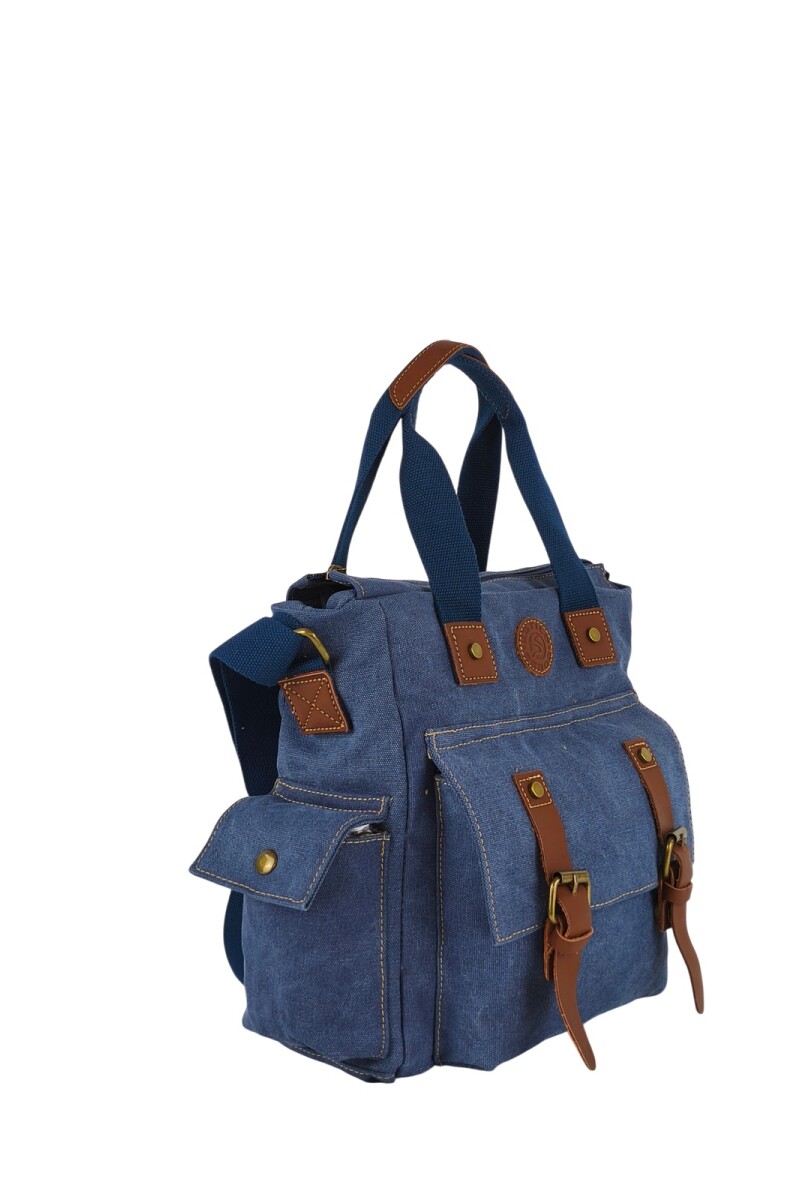 Bolso con múltiples bolsillos interiores azul