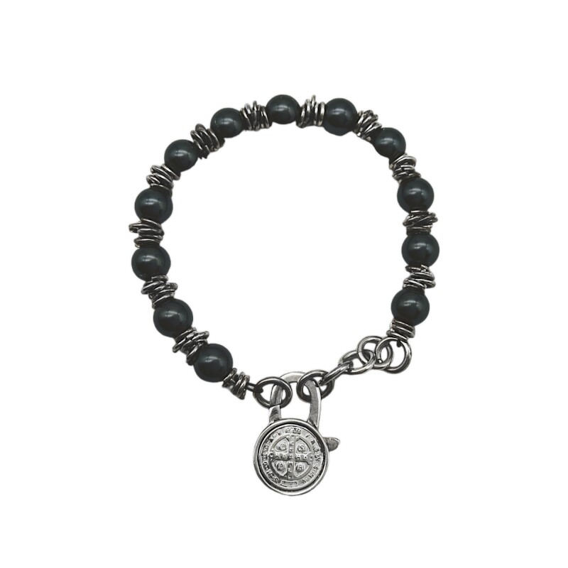 Pulsera Bolitas-Plata 925-Perla negra-PU3000 conperla
