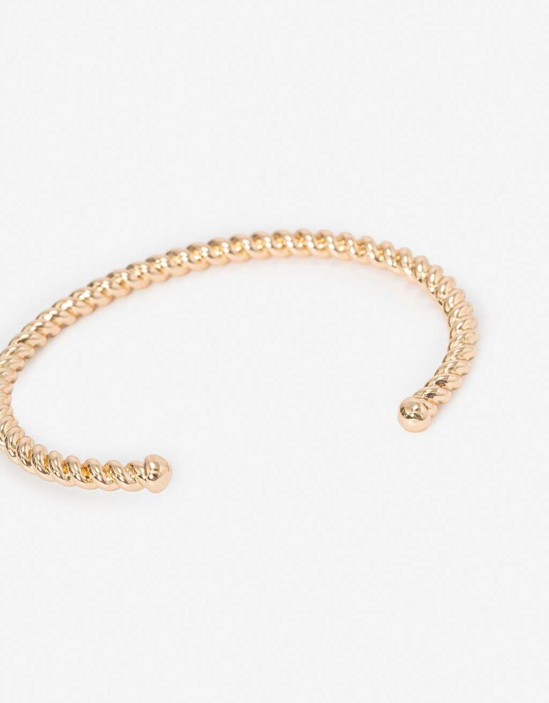 Pulseras Rígidas Metal Pulsera Rígida De Metal Torzado De La Línea Stay Golden. - Dorado