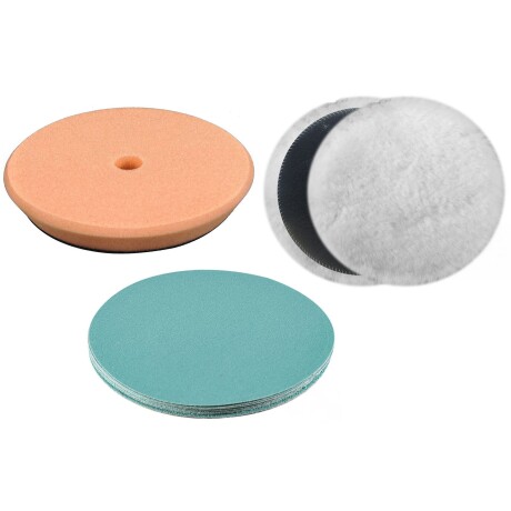 Set De Almohadilla, Bonete De Lana Y Lijas Para Pulidora 6", 12 Piezas Set De Almohadilla, Bonete De Lana Y Lijas Para Pulidora 6", 12 Piezas