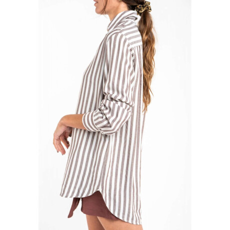 Blusa Raya Negra Y Cruda Cafe