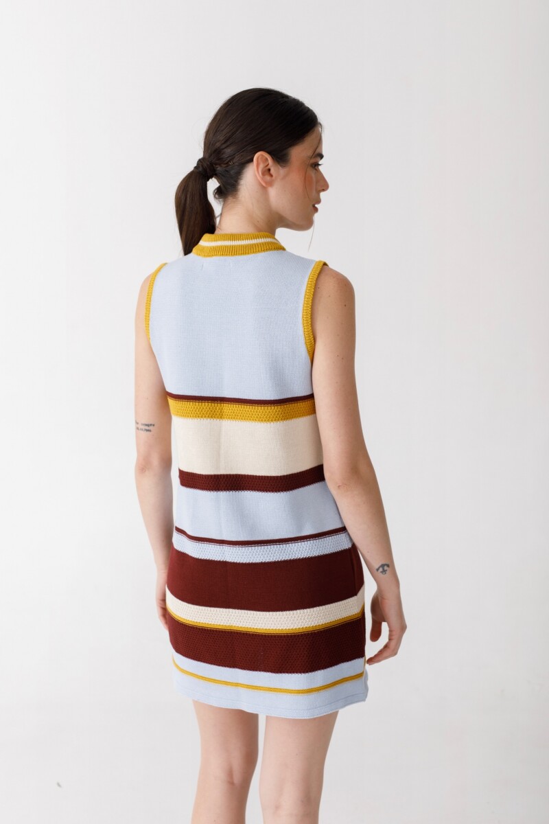 VESTIDO ZIP KNIT Cel Y Choco