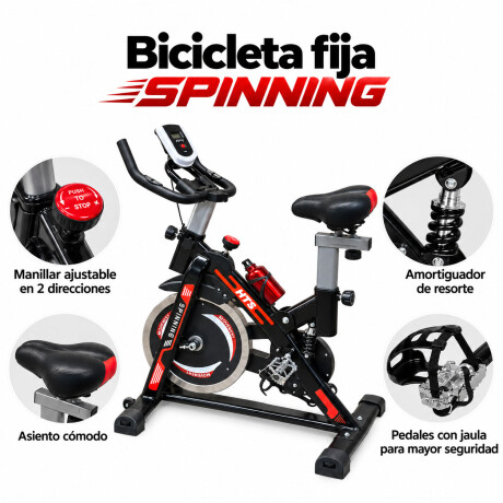 Bicicleta Spinning Professional Regulable Disco 18kg Negro/rojo