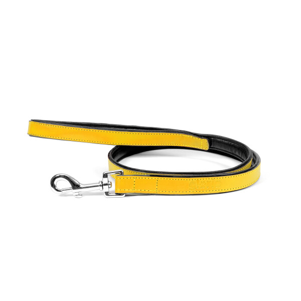 Correa de Piel Acolchada para Perros - amarillo- 100cm x 18mm Correa de Piel Acolchada para Perros - amarillo- 100cm x 18mm