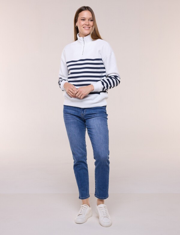 Buzo Zip Marinero BLANCO/AZUL