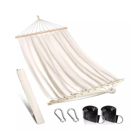 Hamaca Paraguaya Beige C/ganchos Calidad Premium Blanco