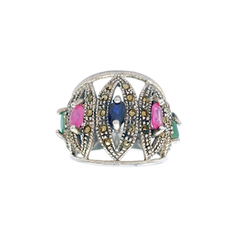 Anillo Cúpula-Plata 925-Piedras Varias-AN3249 conpiedra