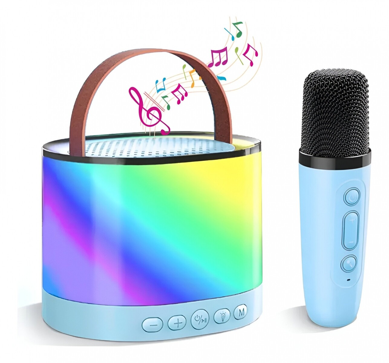 Parlante Bluetooth Karaoke Con Micrófono Portatil Luces Rgb® - Variante Color Azul 