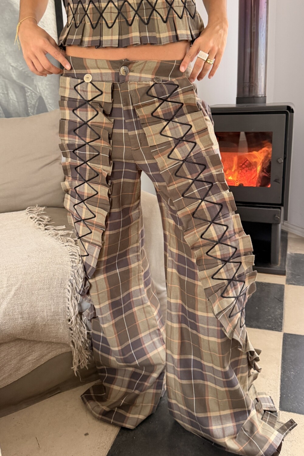 Cuadrillé Dancing Queen Pants Verde / Camel
