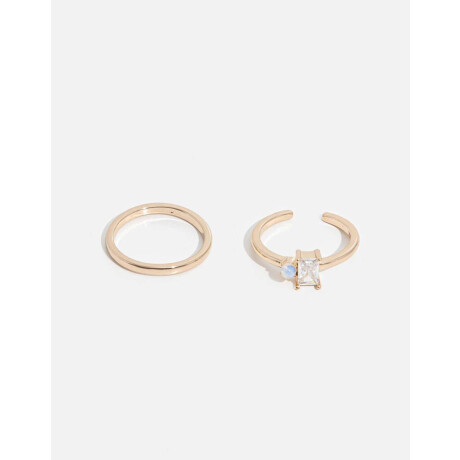 Set De Anillos Con Cubic Dorado