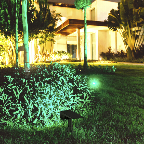 Proyector solar LED IP44 50Lm luz cálida o verde IX3073