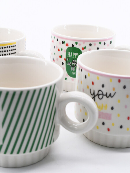 TAZAS GOOD LUCK SET X 4 ESTAMPADO 1