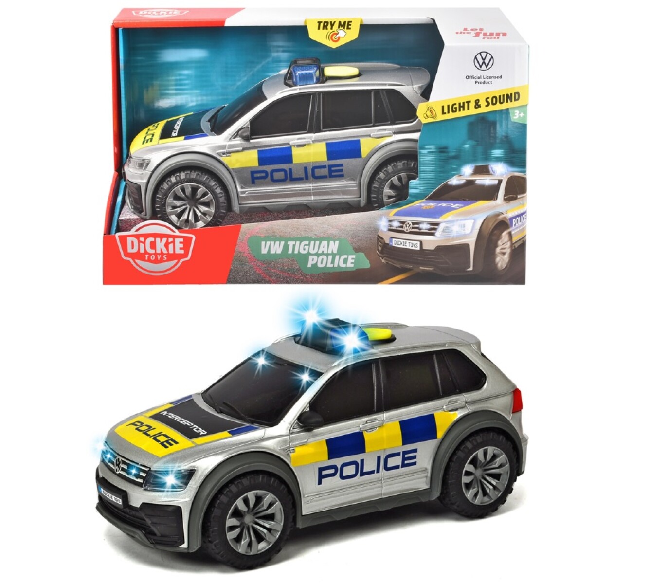 Camioneta de Policía Vw Tiguan Dickie 25 cm Luces Sonidos 