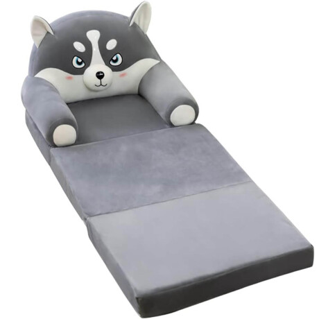 Sillón Cama Plegable 2 En 1 Infantil Animales Felpa Gris