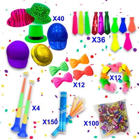 Combo Cotillon Fluo Luminoso 150 Invitados - 486 Articulos Combo Cotillon Fluo Luminoso 150 Invitados - 486 Articulos