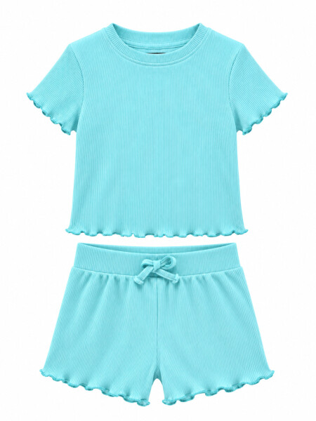 PIJAMA CONJUNTO SHORT Y REMERA CELESTE