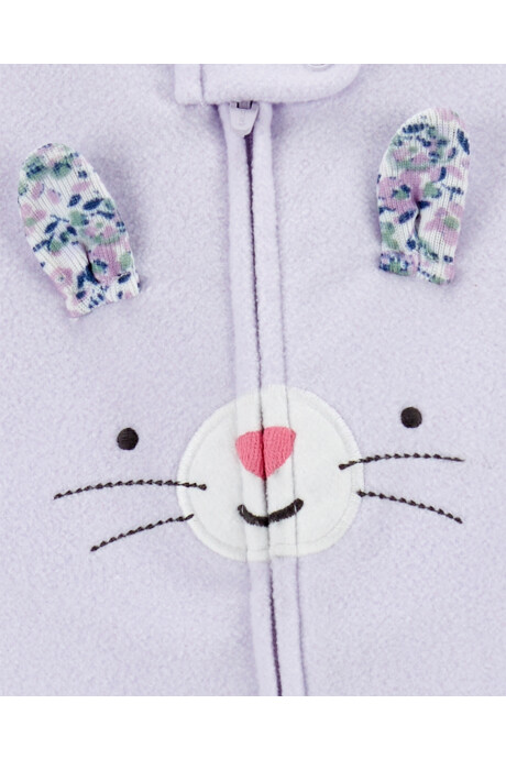 Pijama uno pieza de micropolar, con pie, diseño conejo Sin color
