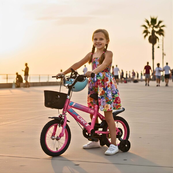 Bicicleta Infantil Sport Rod 12 Canasto Rueditas Guardabarros Rosa 2