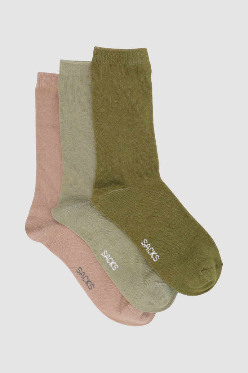 Pack de tres medias lisas. de algodón. en varios colores sur Variante 31