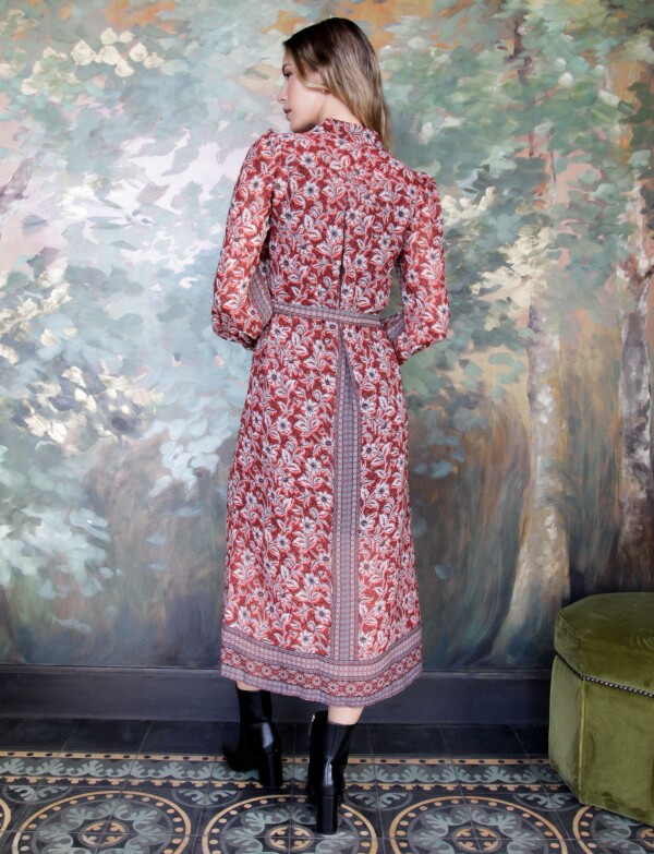 Vestido Gasa Print MULTI/ANARANJADO