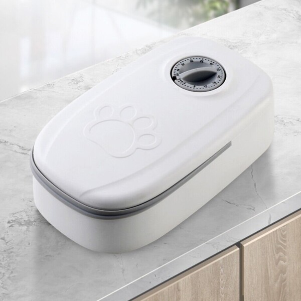 Dispensador De Alimento Timer Para Mascotas Gatos Perros Color Variante Gris