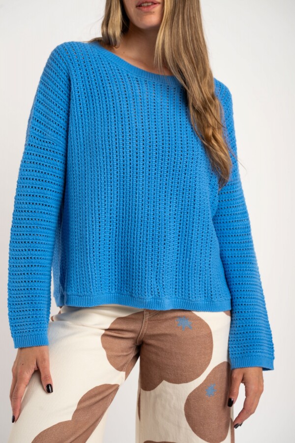 Sweater Texturado Lurex Azul