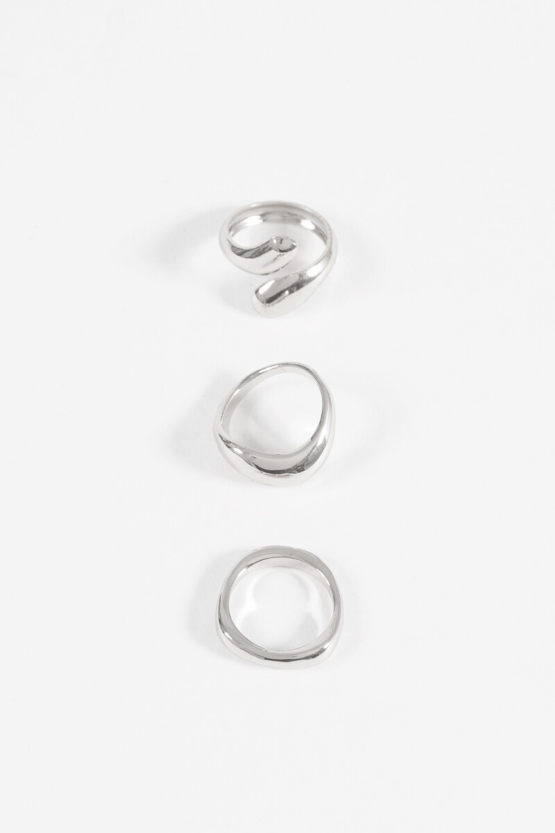 Set de anillos wavy plateado