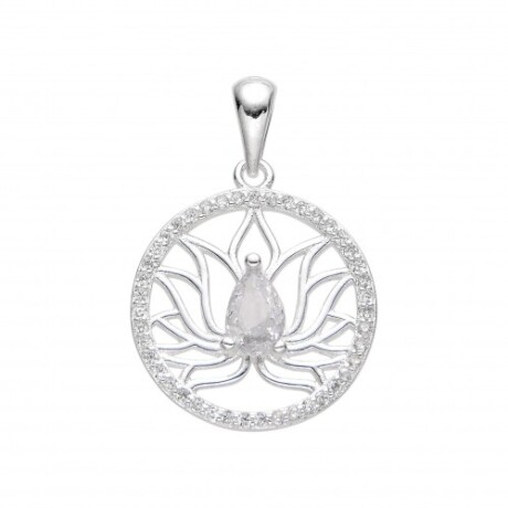 Dije de plata 925 con circonias, FLOR DE LOTO. Dije de plata 925 con circonias, FLOR DE LOTO.