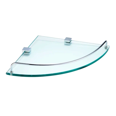 REPISA TRIANGULAR ESQUINERA CROMADA CON ESTANTE DE VIDRIO 000