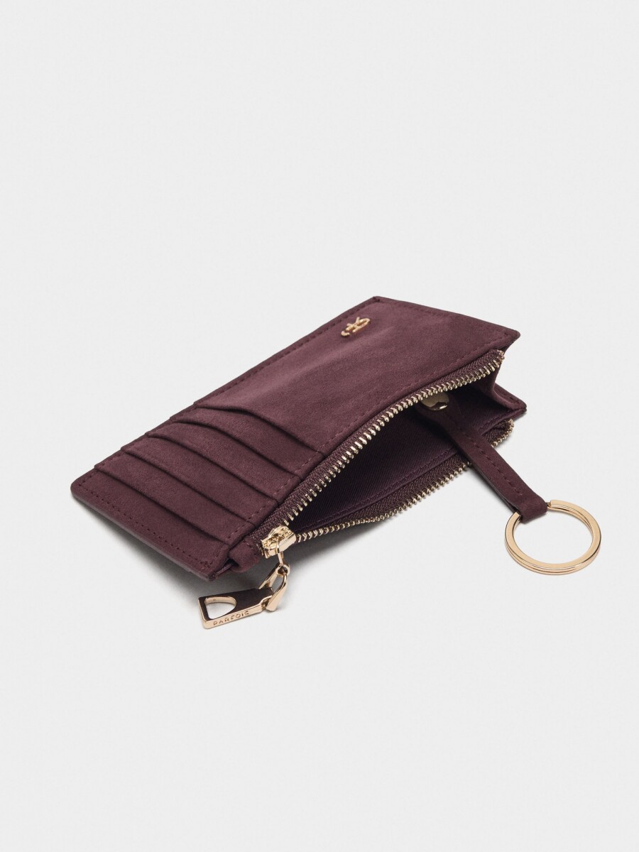 Cartera Básica Efecto Piel burdeos