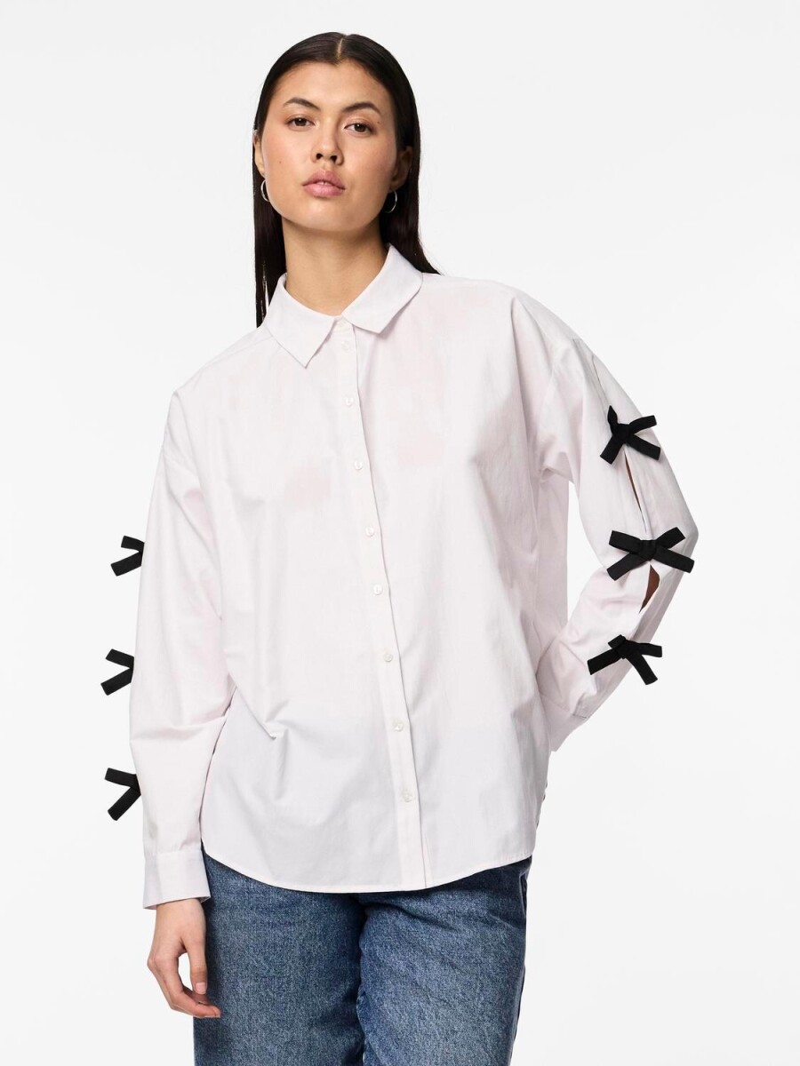 Camisa Bell Mini Lazos - Bright White 