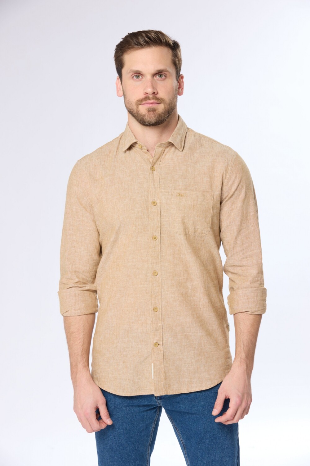 CAMISA DE LINO Camel