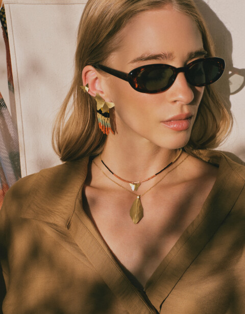 Collares Largos Bronce Collar Largo Bronce Hoja - Dorado Bronce