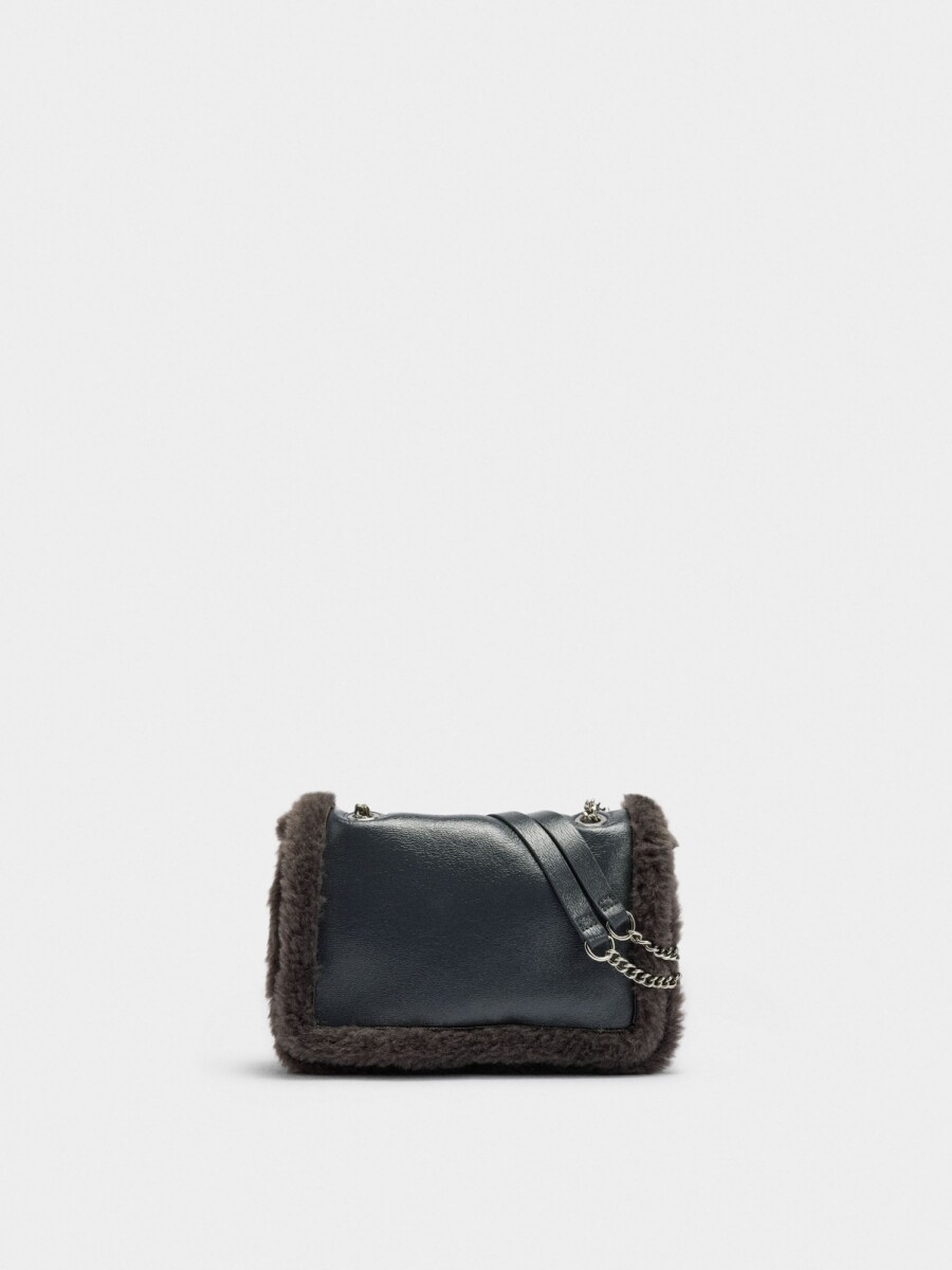Bolso De Hombro Bordes Efecto Pelo gris