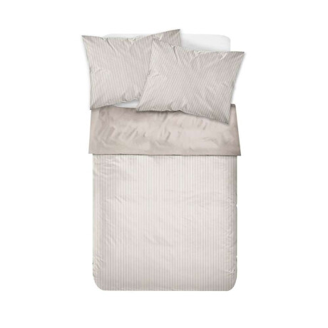 Juego De Sabanas Algodon 180H King 180X200+35Cm Rayas Cannon Beige