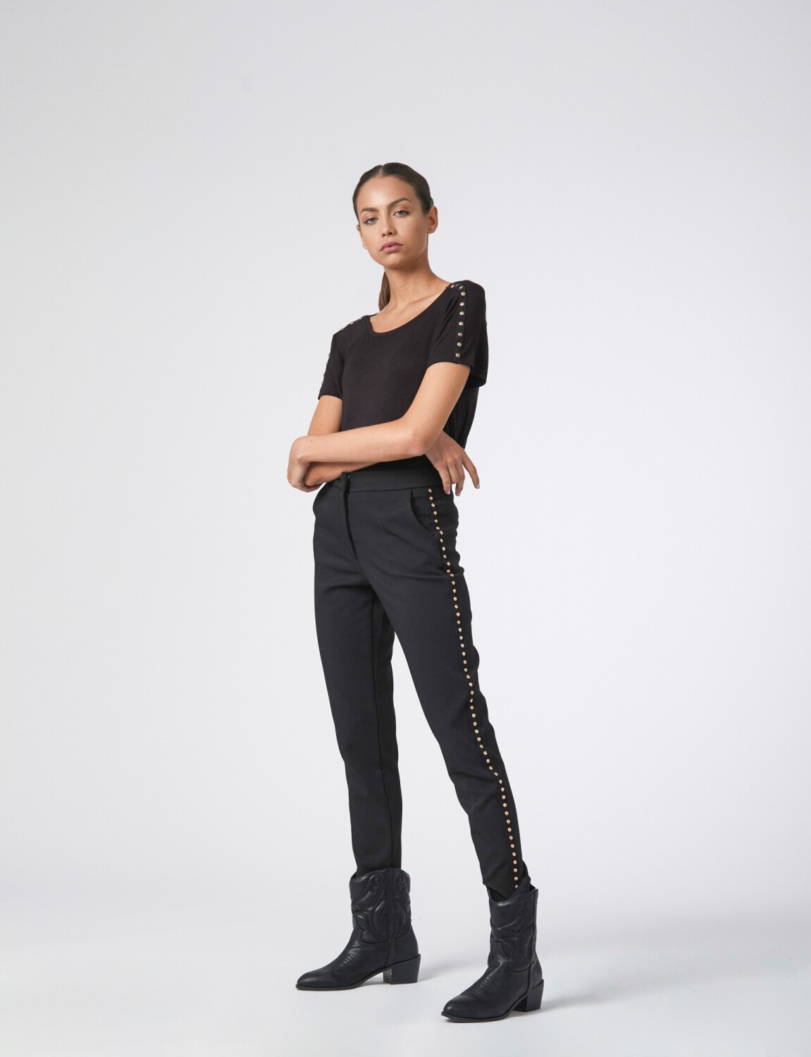 Pantalon chupin con tachas - negro — Lolita