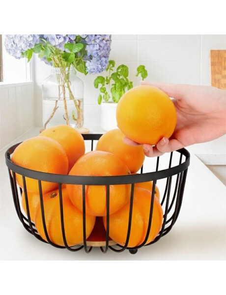 FRUTERO METAL CON BASE MADERA D25x12.5CM NEGRO FRUTERO METAL CON BASE MADERA D25x12.5CM NEGRO